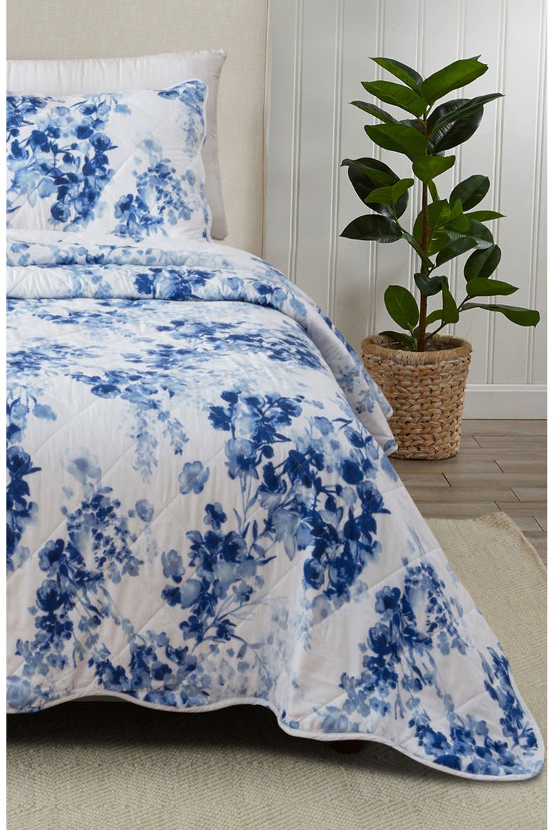 Watercolor Floral Reversible Microfiber Quilt Set, Alternate, color, FLORAL BURST