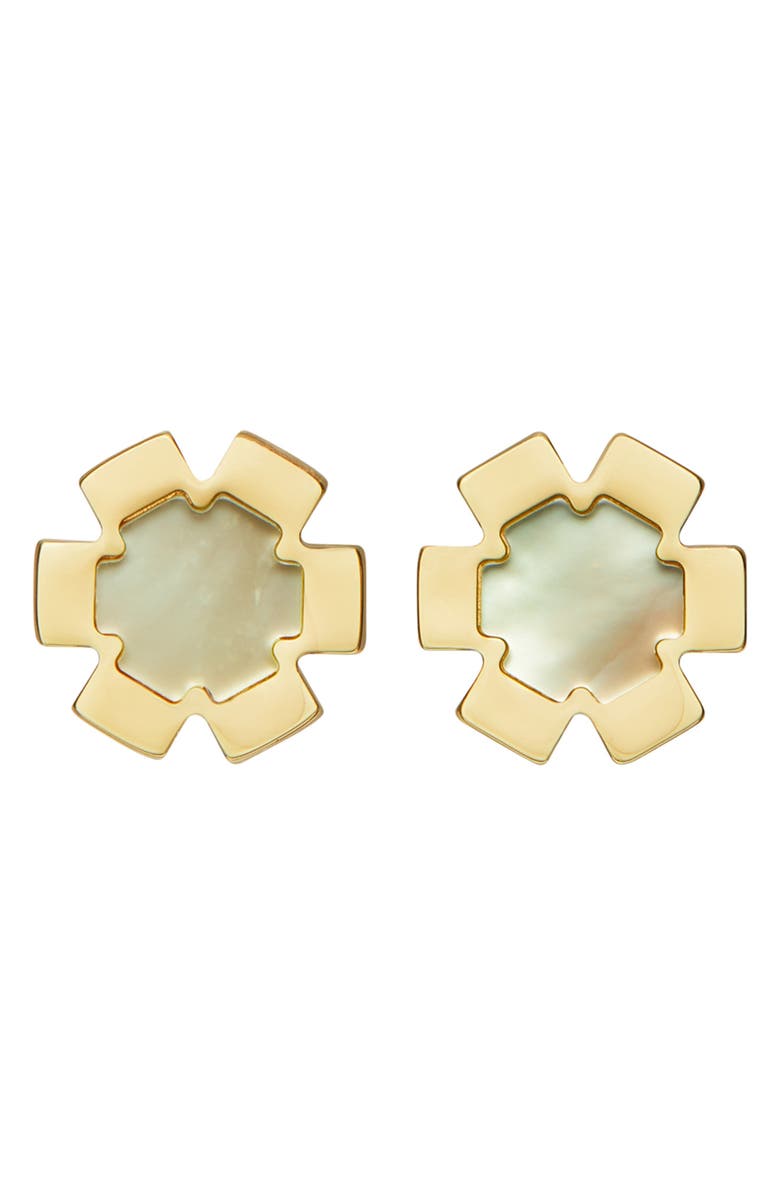 Tory Burch Forget Me Not Mother-of-Pearl Stud Earrings, Main, color, 