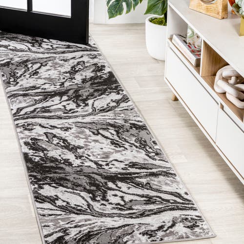 Jonathan Y Swirl Marbled Abstract Area Rug In Black/ivory