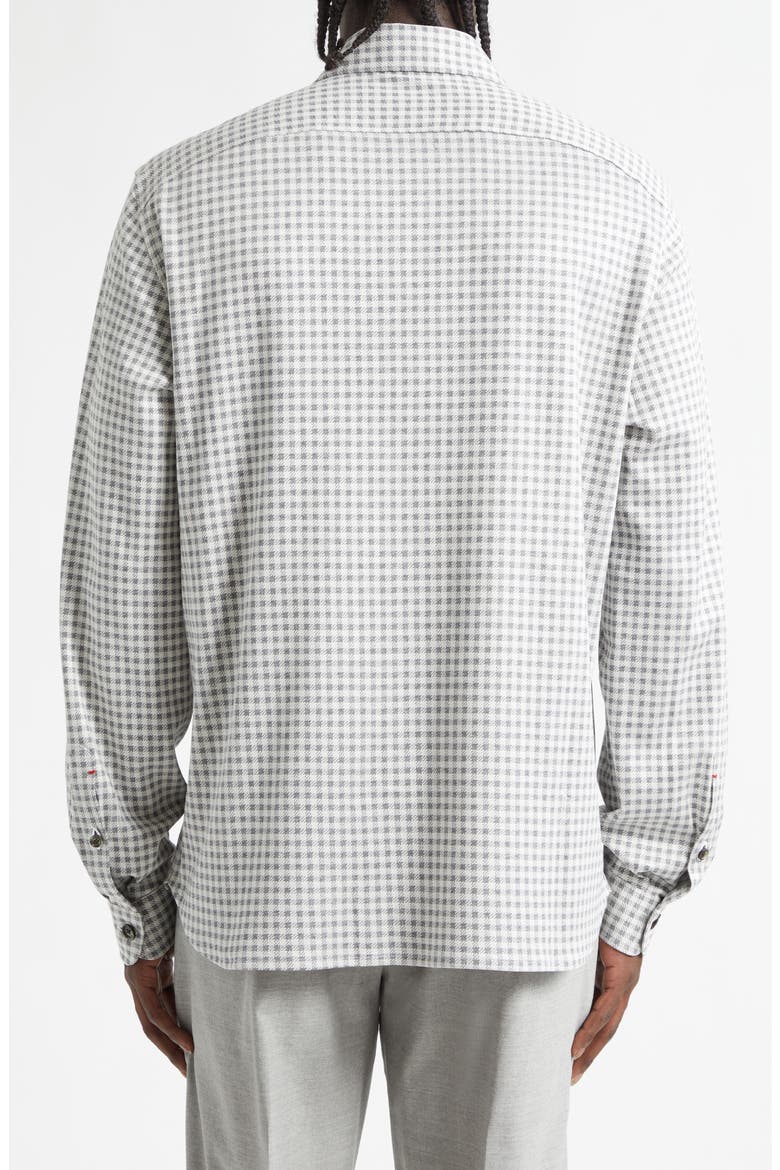 Check Silk & Cotton Button-Up Overshirt, Alternate, color, WHITE