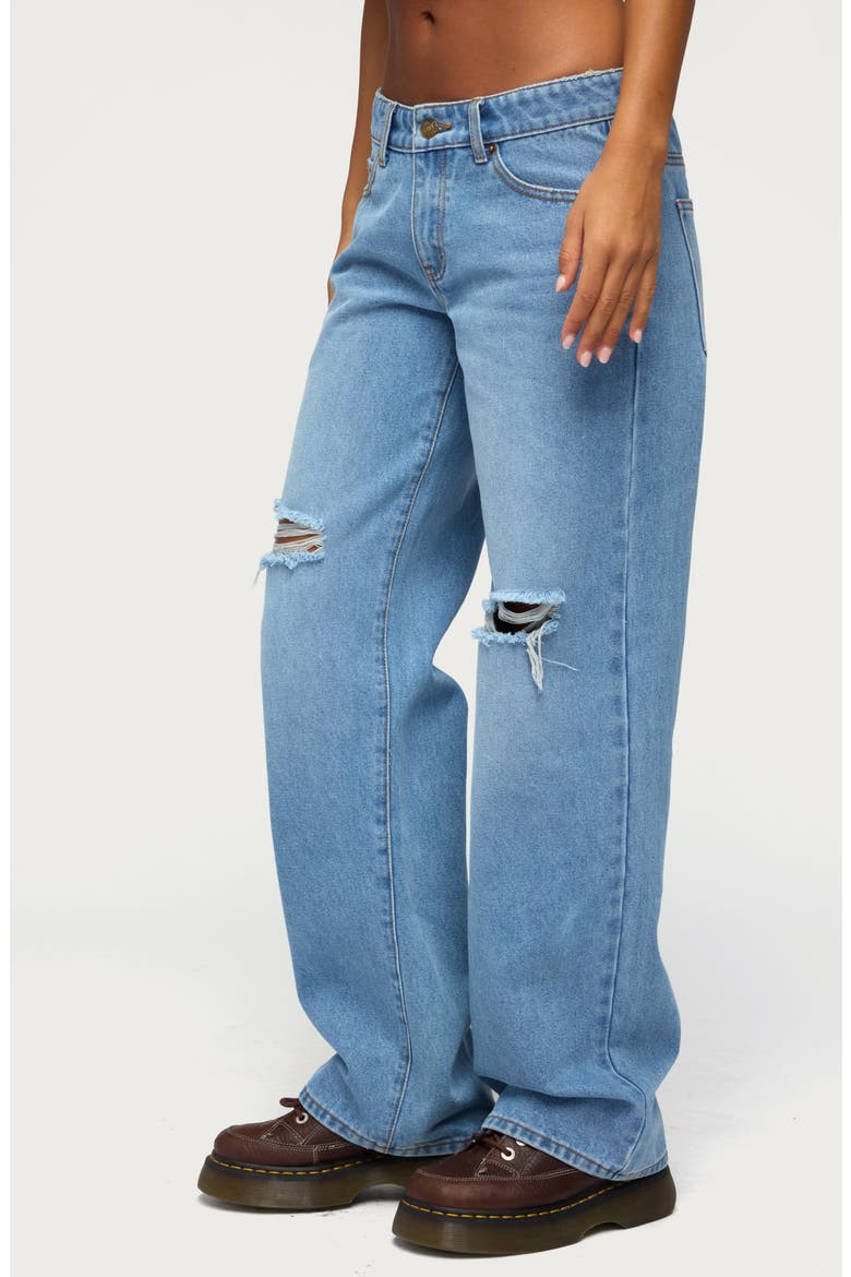 Juju Ripped Low Rise Baggy Jeans, Alternate, color, BLUE-WASHED
