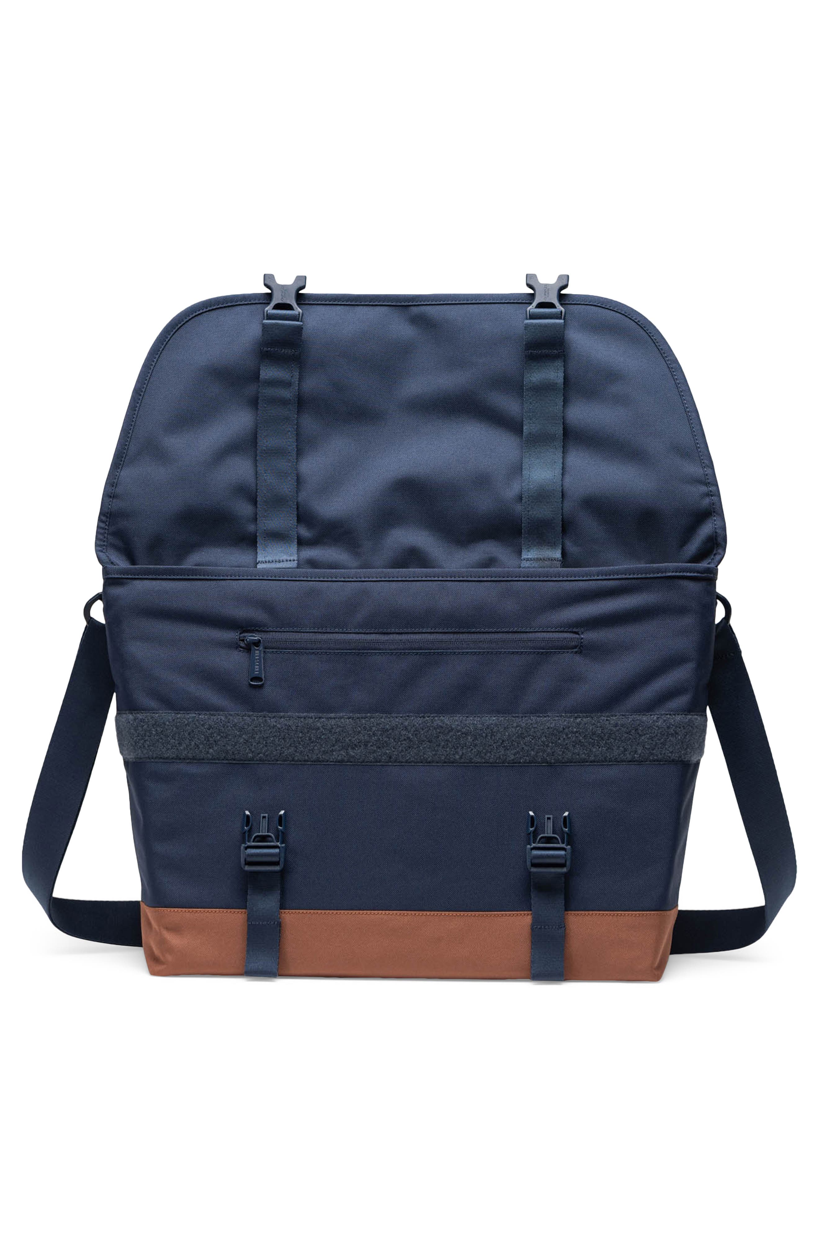 Herschel Supply Co. Cove Recycled Polyester Messenger Bag, Alternate, color, Navy/Saddle Brown