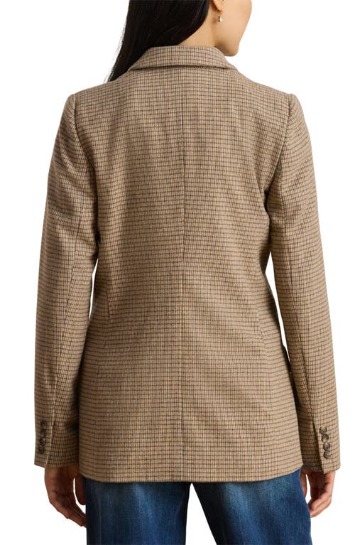 Ralph Lauren Lauren  Double Breasted Wool Blend Twill Blazer In Brown