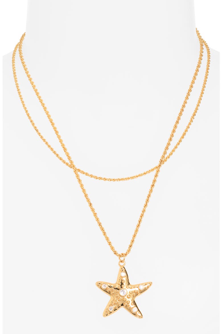 Sea Star Layered Pendant Necklace, Alternate, color, GOLD