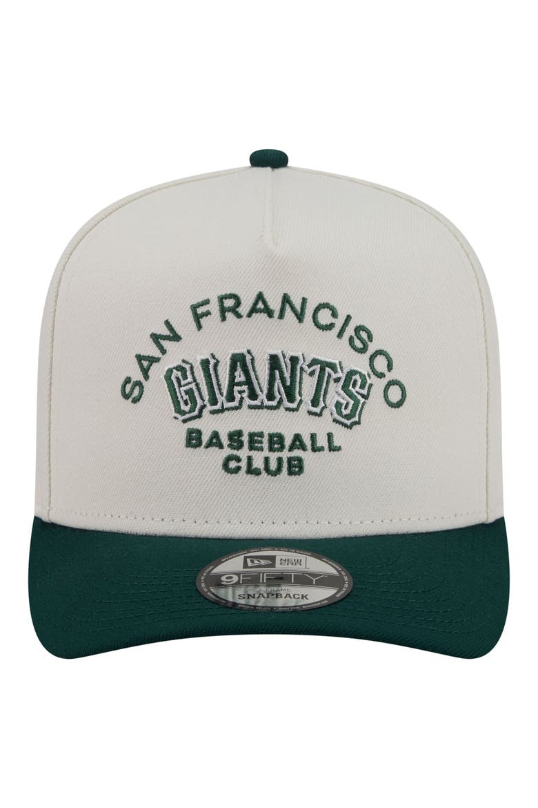 Men's New Era  Cream/Dark Green San Francisco Giants Chrome A-Frame 9FIFTY Snapback Hat, Alternate, color, Cream