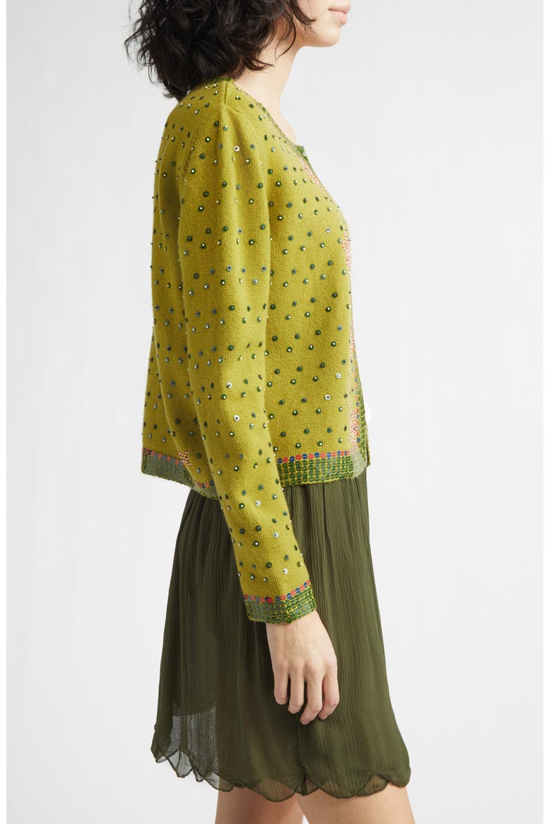 Fairyfloss Beaded Wool & Cashmere Cardigan, Alternate, color, GREEN