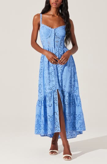 Yamila Cotton Eyelet High-Low Dress