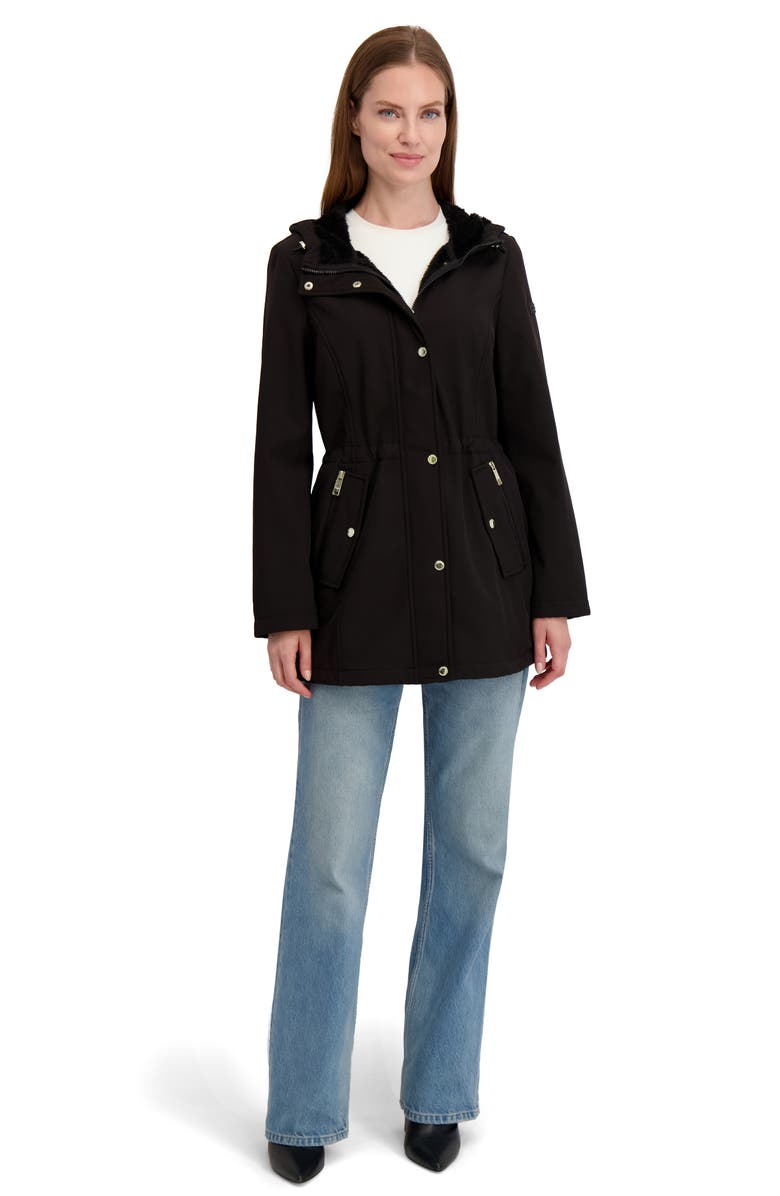 Laundry by Shelli Segal Fleece Lined Hooded Jacket, Alternate, color, Black