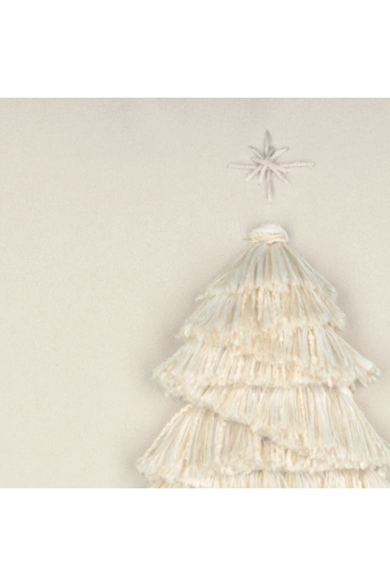 Fraser Fir Handmade Applique Woven Accent Holiday Pillow, Alternate, color, Ivory