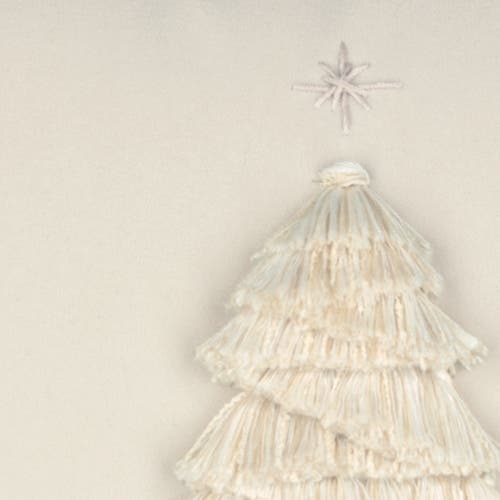Elaine Smith Fraser Fir Handmade Applique Woven Accent Holiday Pillow In White
