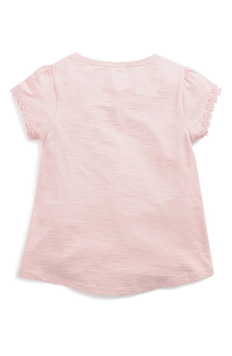 NEXT Kids' Daisy Embroidered Cotton Pocket T-Shirt, Alternate, color, Pink