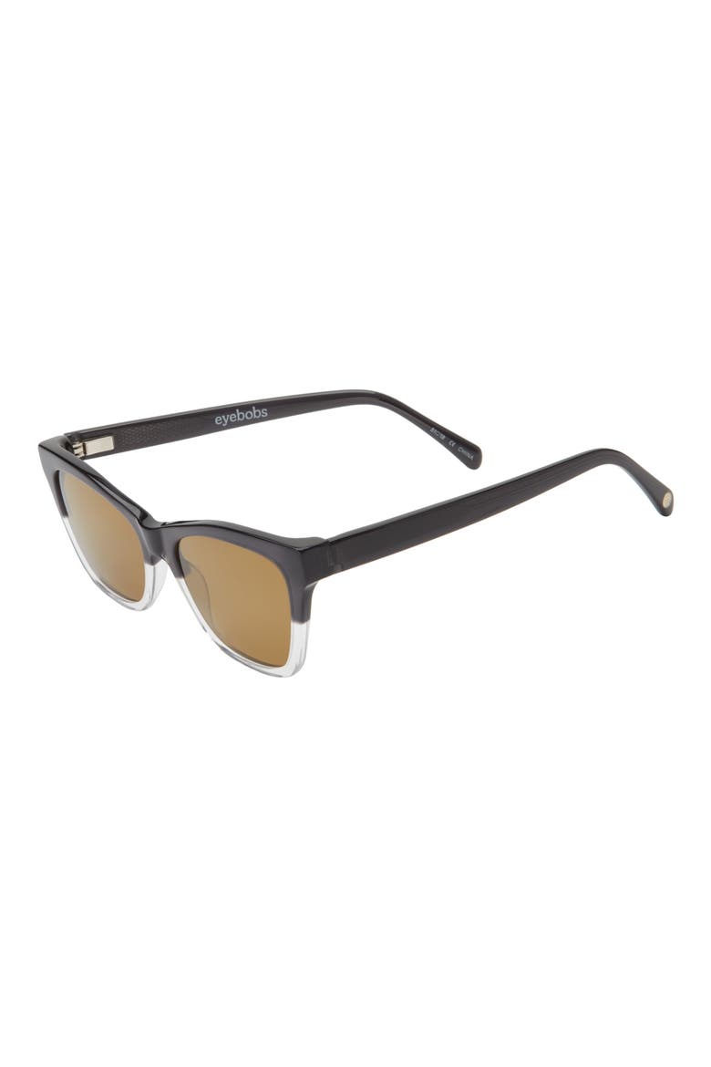 Kitten Around 50mm Polarized Cat Eye Sunglasses, Alternate, color, BLACK TO CRYSTAL/ BLACK/ BROWN