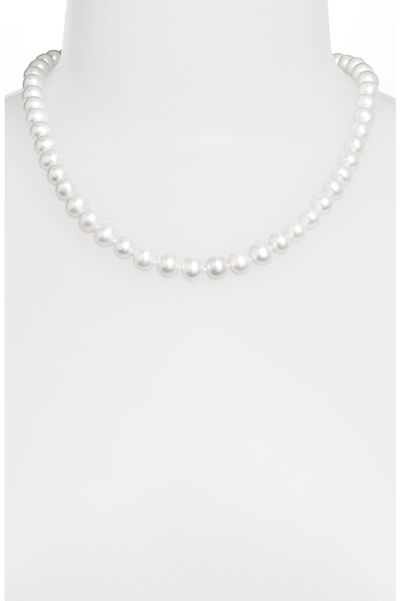 'Luna' 10mm Pearl Necklace, Alternate, color, SILVER