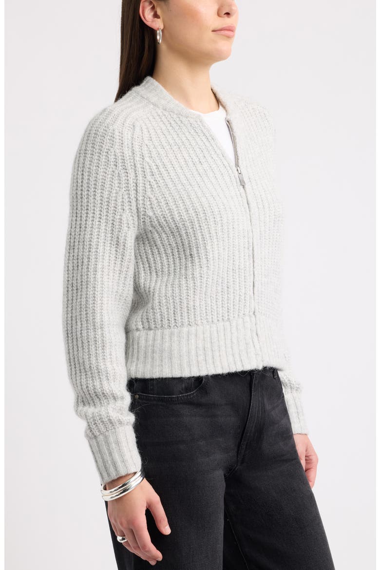 Shaker Stitch Bomber Jacket, Alternate, color, GREY LIGHT HEATHER