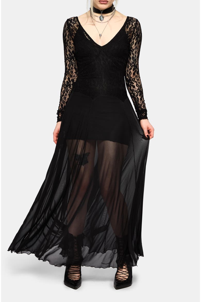 Eltharia Lace Bodice Maxi Dress, Main, color, Black