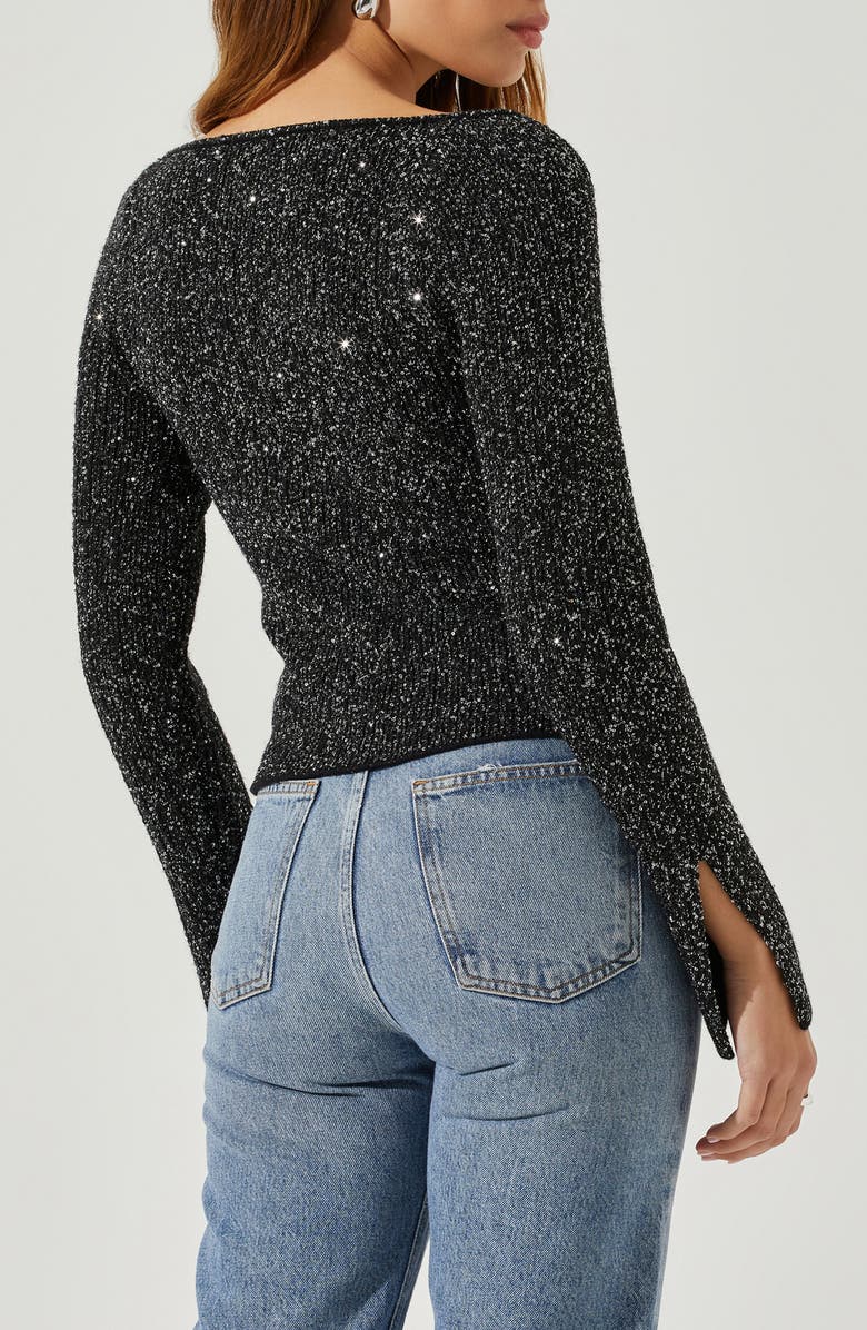 ASTR the Label Marina Metallic Sweater, Alternate, color, Black Silver