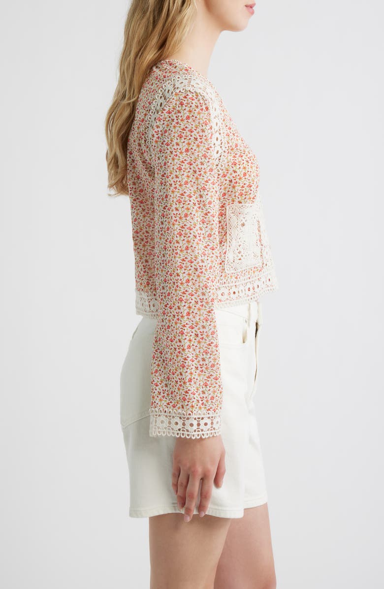 Hill House Home The Tory Crop Organic Cotton Voile Top, Alternate, color, Geo Ditsy Ivory