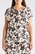 Renee C Floral Cowl Neck Satin Top