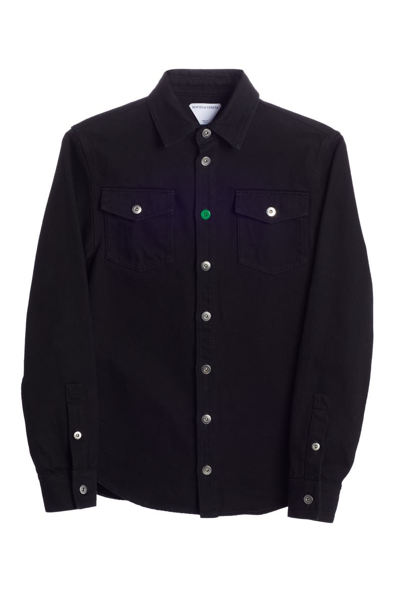 Parakeet Denim Button-Up Shirt, Alternate, color, BLACK