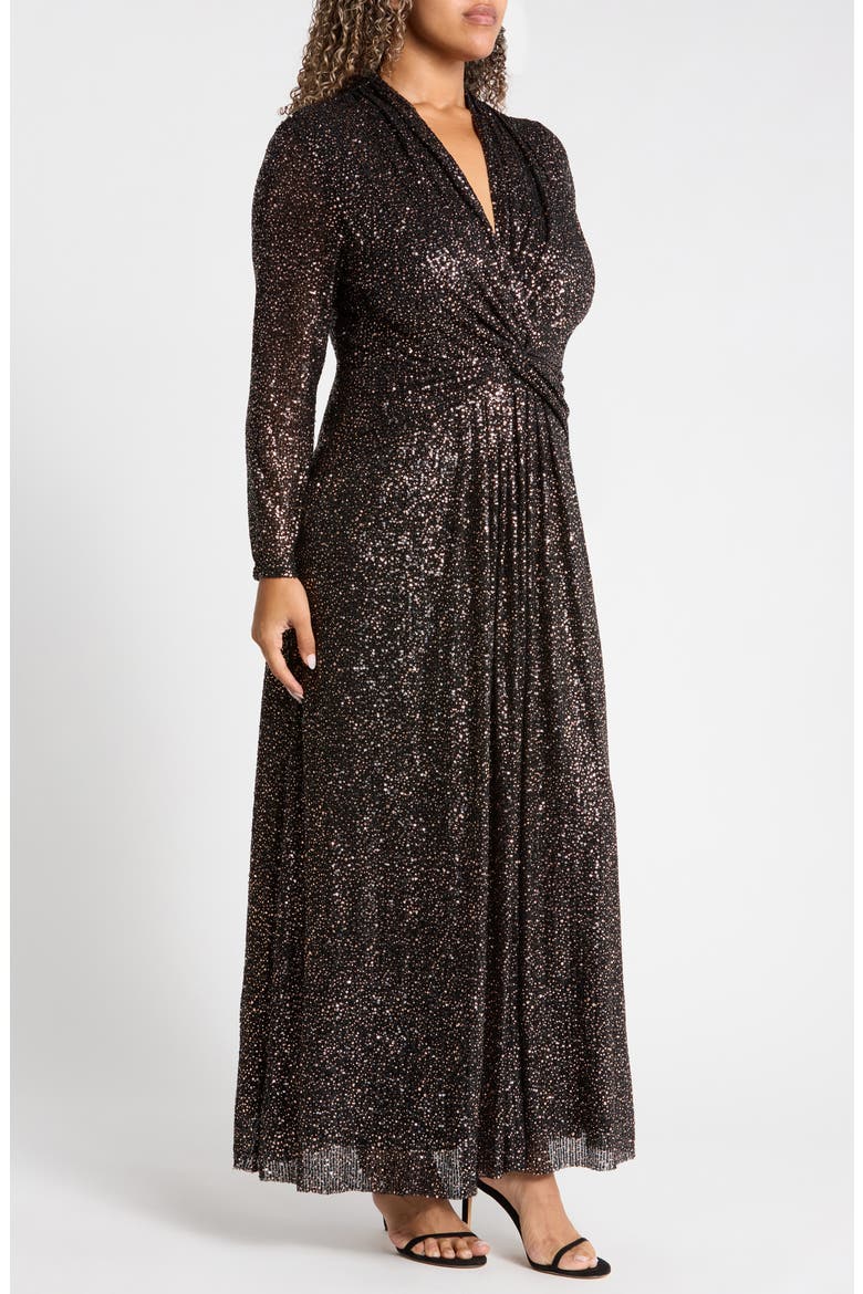 Twist Front Maxi Dress, Alternate, color, ANNE BLACK / GOLD