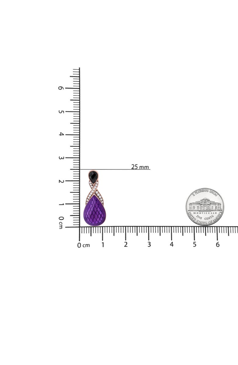 Haus of Brilliance 18K Rose Gold over Silver Purple Enamel 1/5 Ct Diamond & Black Onyx Drop Earrings, Alternate, color, White