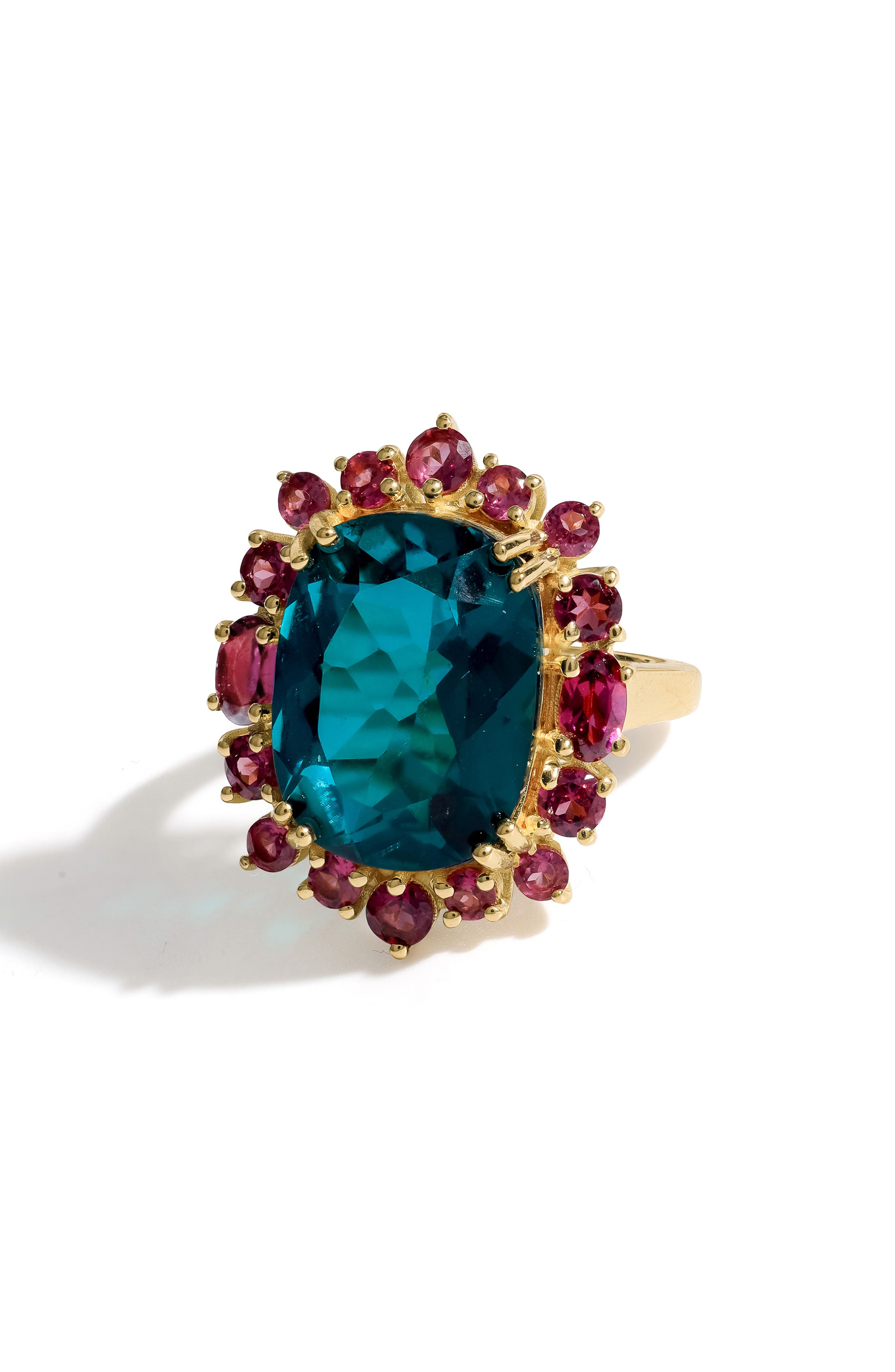 London Blue Doublet Quartz & Rhodolite Garnet Statement Ring