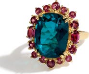 YS GEMS London Blue Doublet Quartz & Rhodolite Garnet Statement Ring