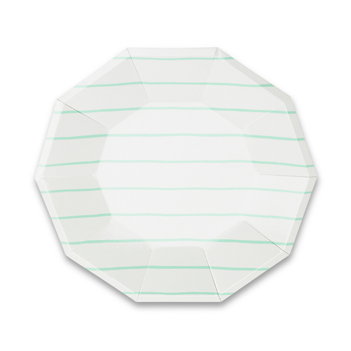 Daydream Society Frenchie Striped Large Plates In Mint