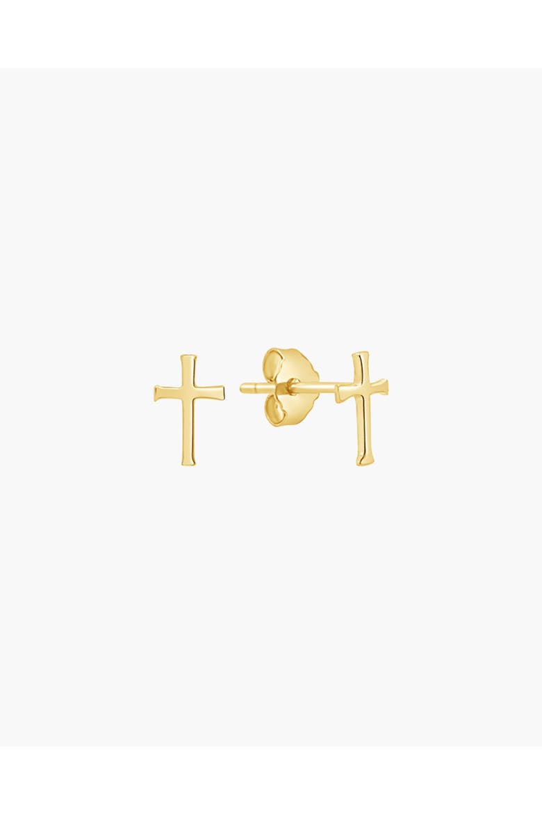 Cross Mini Stud Earring, Main, color, 18k Gold Plated