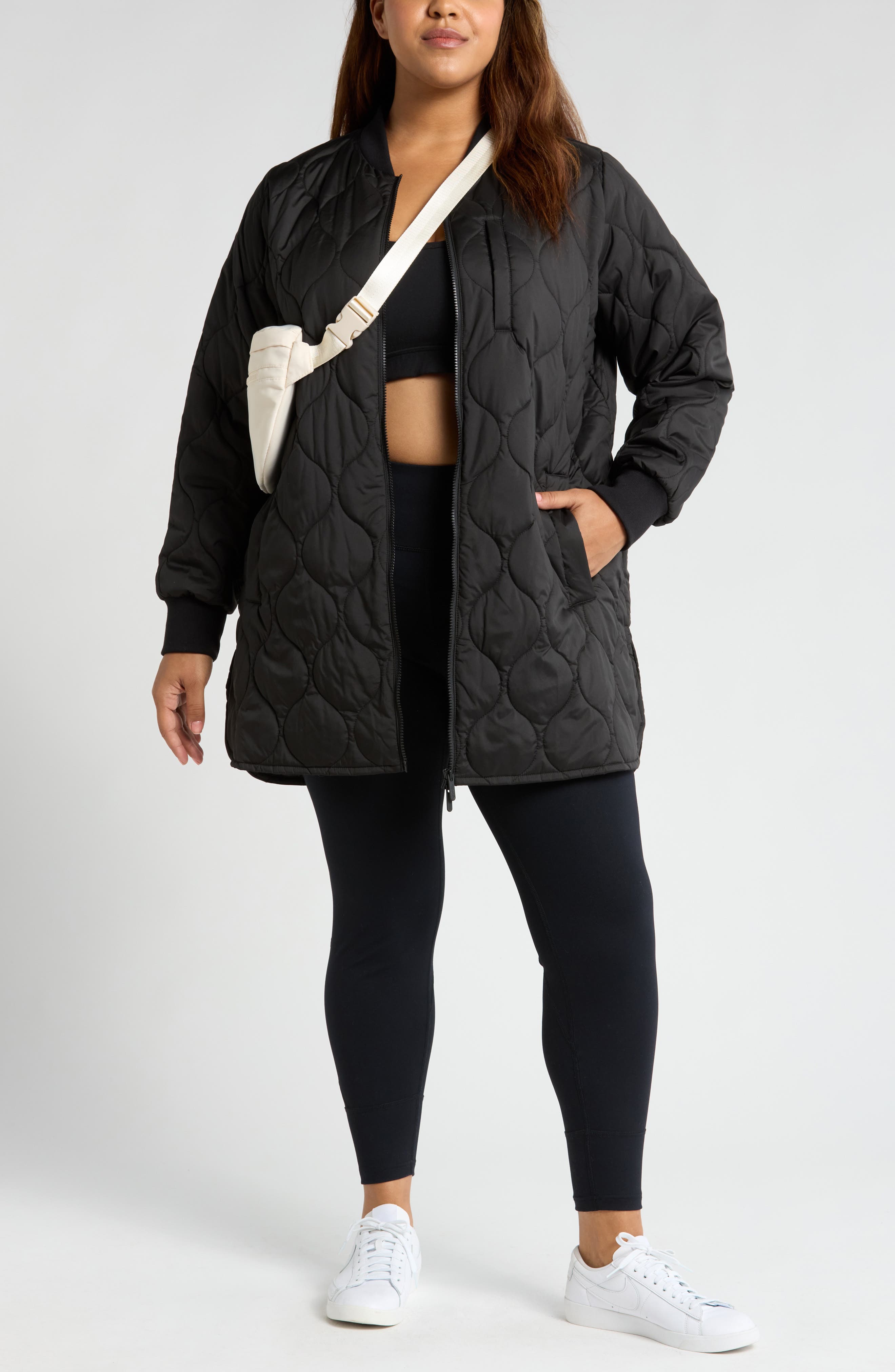 Onion Quilted Longline Bomber Jacket - image 2