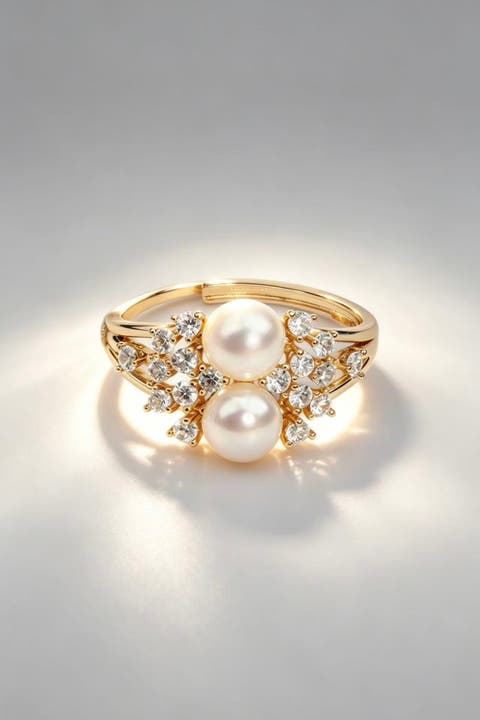 Celeste Pearl Halo Ring