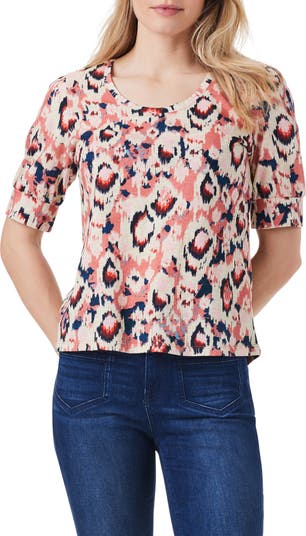 NZT Animal Ikat Elbow Sleeve Scoop Neck Tee