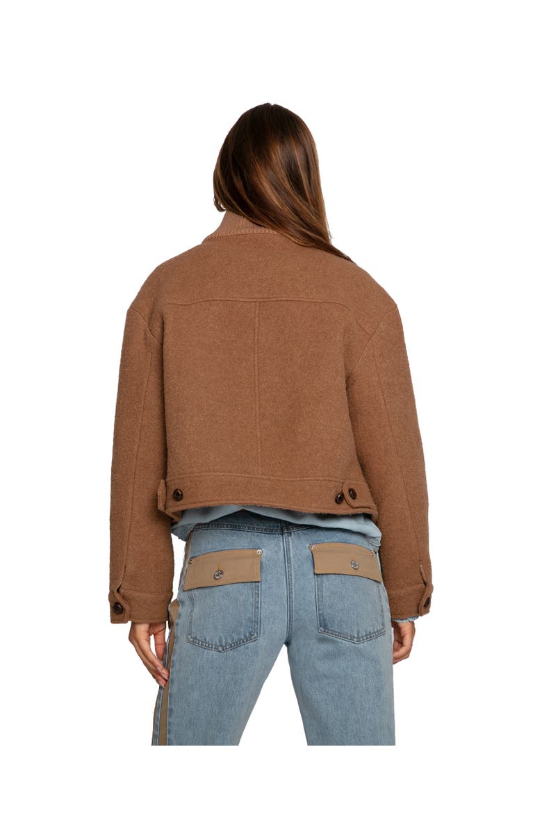Crystal Skies Cropped Wool Rib Jacket, Alternate, color, Brown