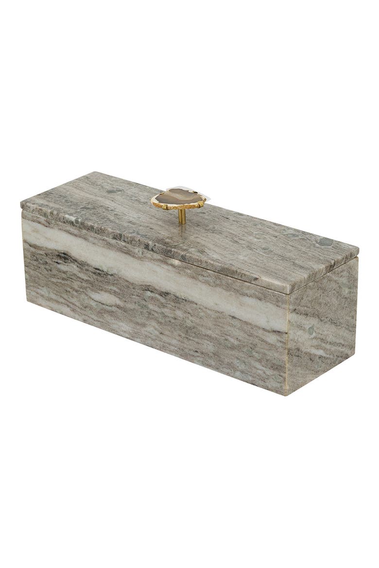 Agate Knob Marble Storage Box, Main, color, GRAY/ GOLD HANDL