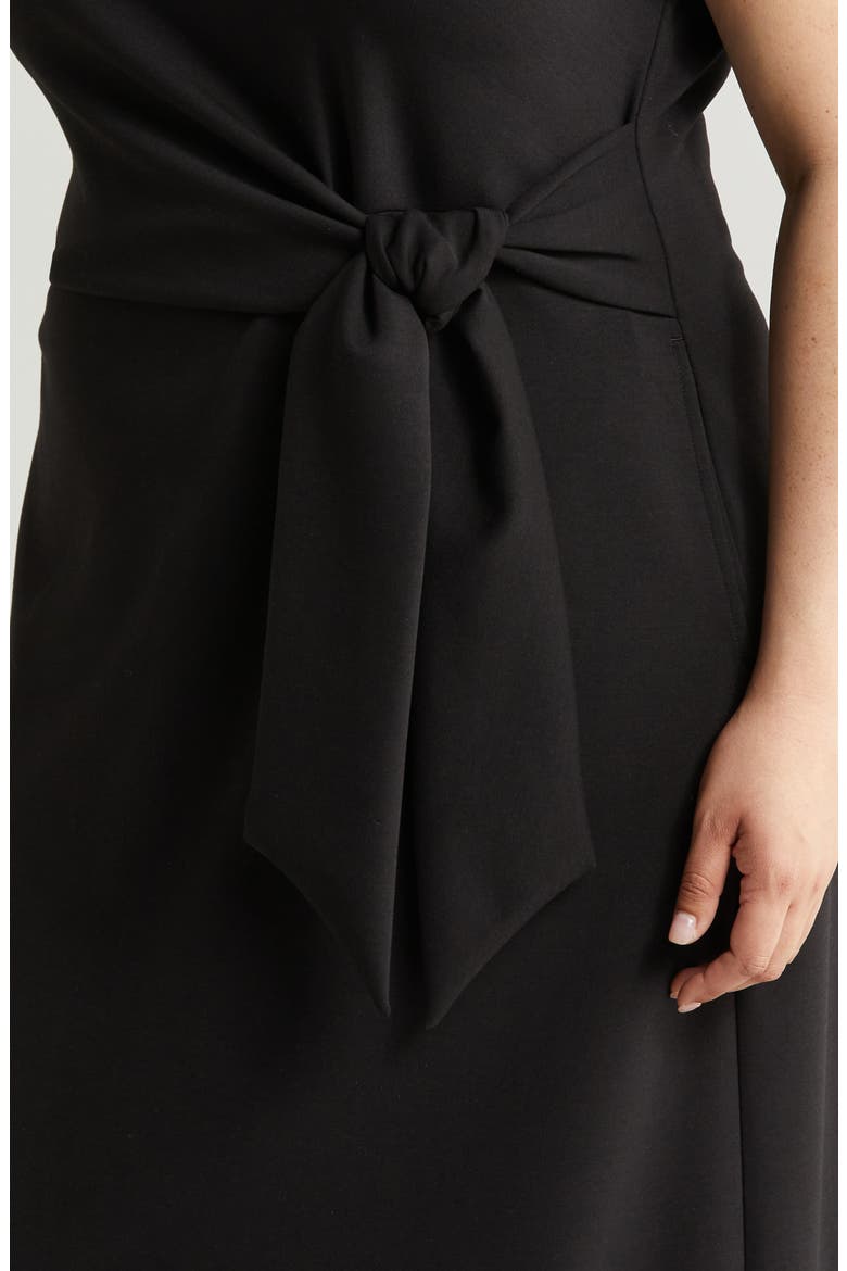 Tie Waist Midi Dress, Alternate, color, BLACK
