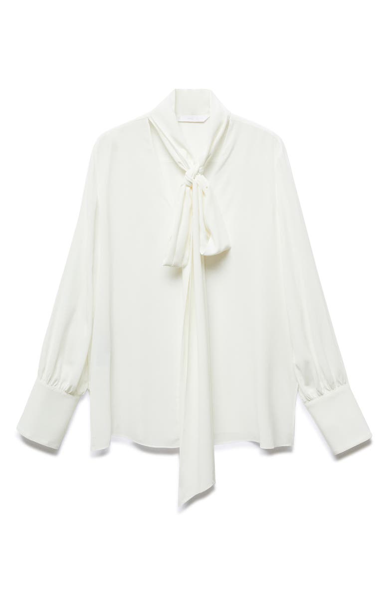 MANGO Tie Neck Shirt, Alternate, color, 