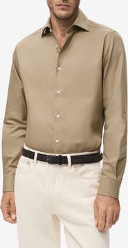 MANGO Slim Fit Cotton & Lyocell Button-Up Shirt