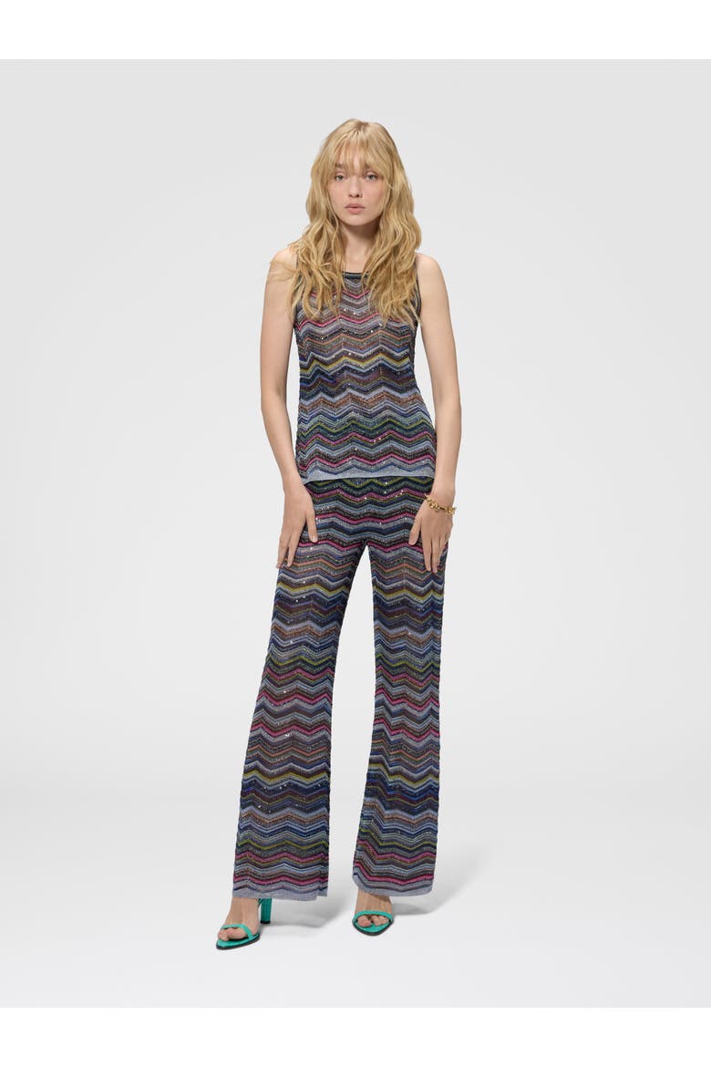 Sleeveless Chevron Viscose-blend Top, Alternate, color, Multicoloured