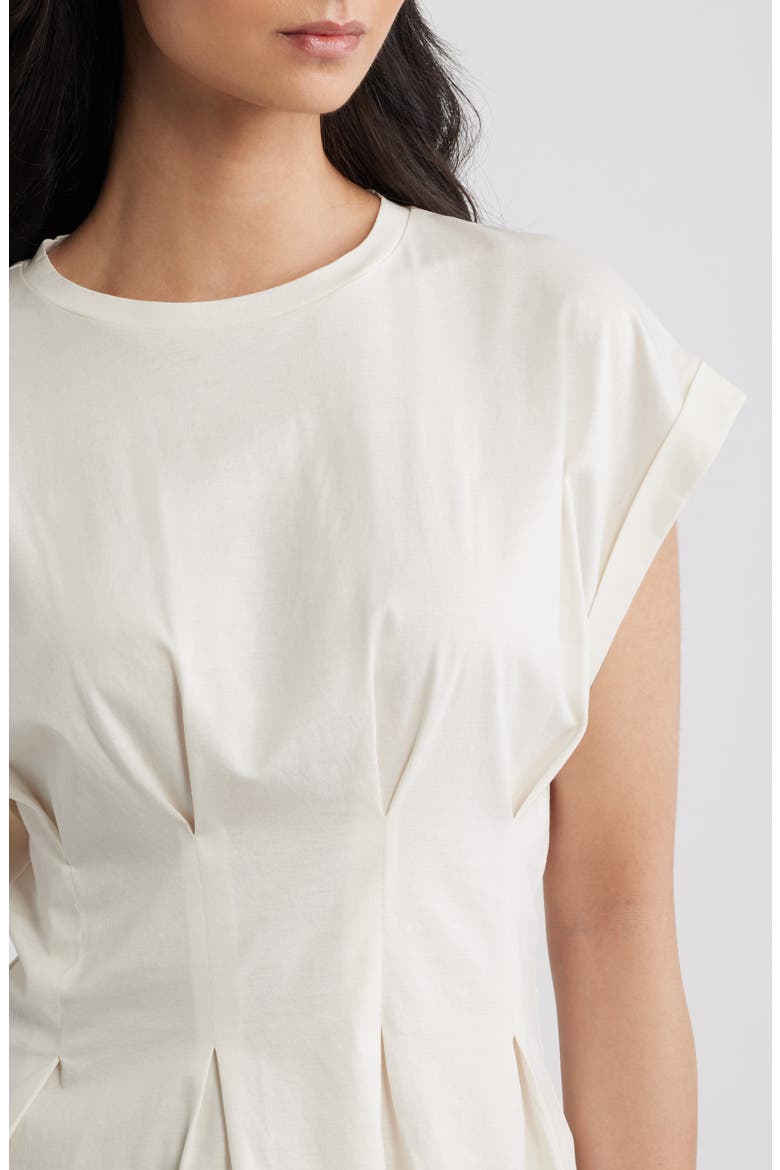 Evinata Pleated Peplum Top, Alternate, color, SOFT CREAM