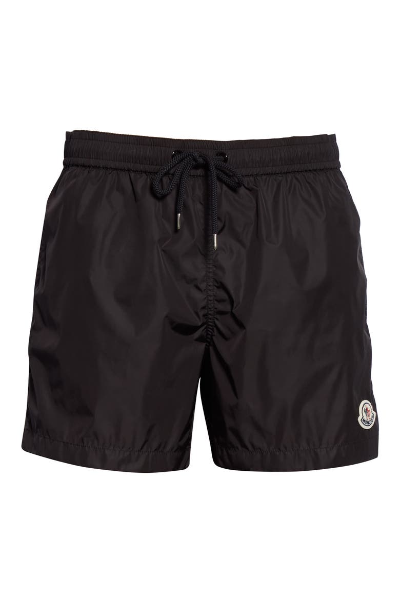 Logo Patch Swim Trunks, Alternate, color, BLACK