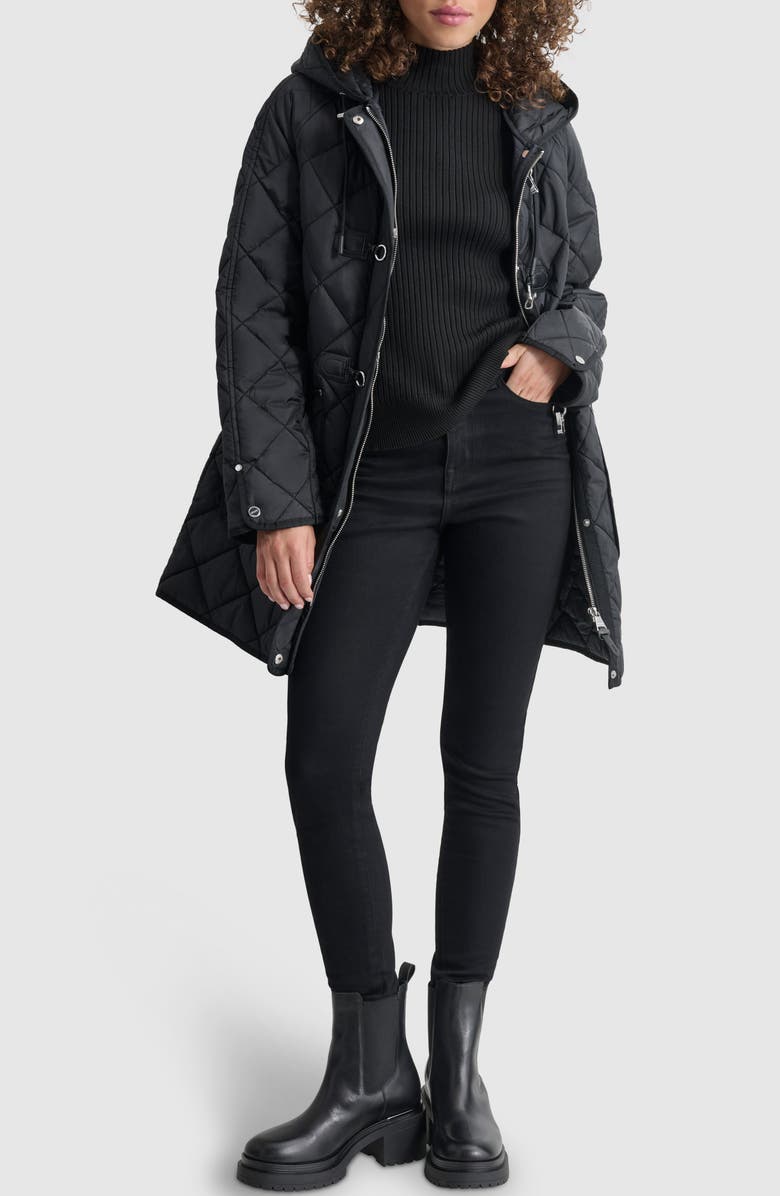 DKNY Water Resistant Hooded Quilted Jacket, Alternate, color, 