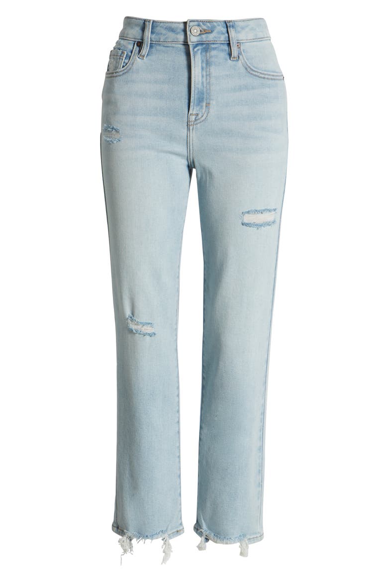 Fray Hem Ankle Cigarette Skinny Jeans, Alternate, color, LIGHT WASH