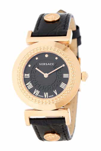 Versace Women's Vanity Croc Embossed Leather Strap Watch
