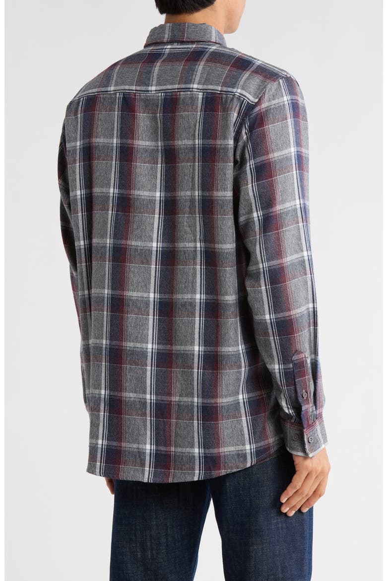 Perfect Plaid Flannel Work Shirt, Alternate, color, HEATHER GREY/ NAVY