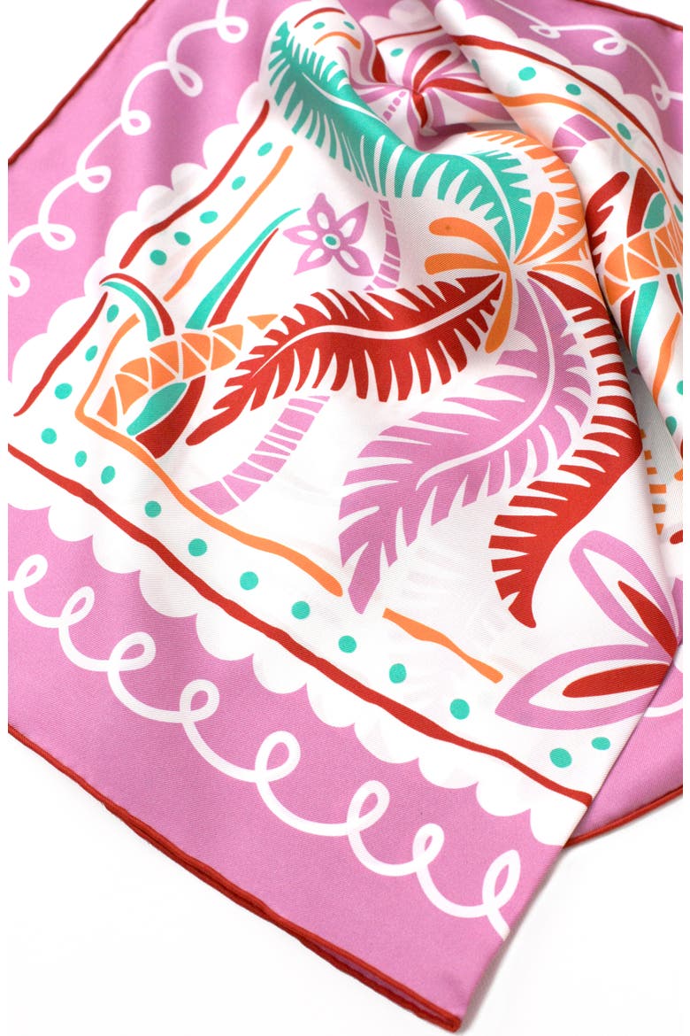 Dancing Palms Double Sided Silk Scarf, Alternate, color, pink