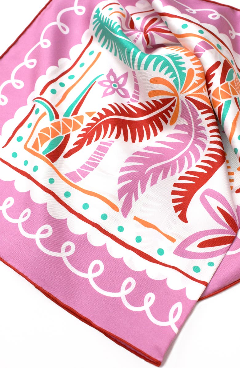 Jessie Zhao New York Dancing Palms Double Sided Silk Scarf, Alternate, color, Pink