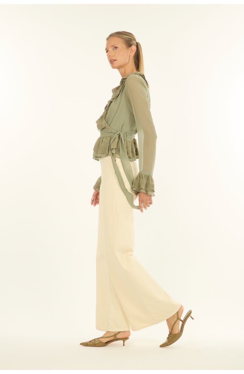 SECRET MISSION Poet Blouse, Alternate, color, Laurel Green