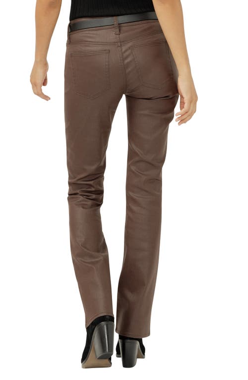 Silver Jeans Co. Suki Coated Curvy Mid Rise Slim Bootcut Jeans In Brown