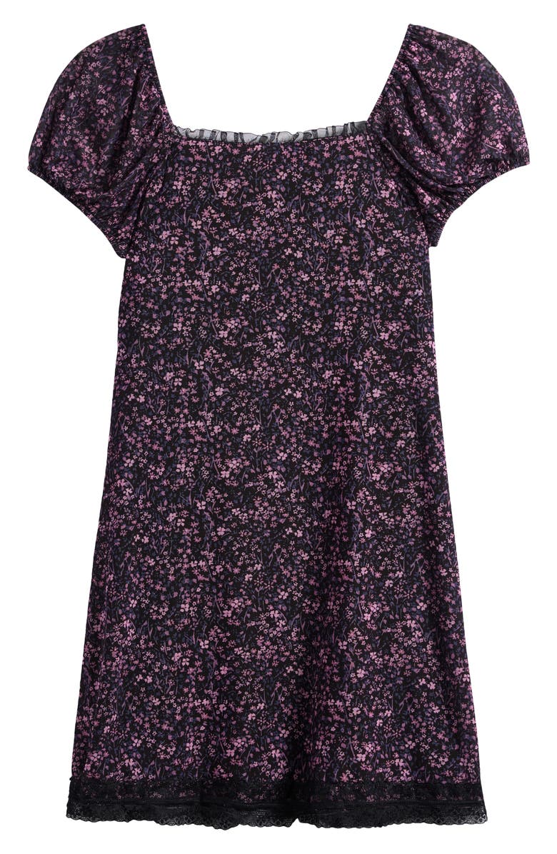 Treasure & Bond Kids' Puff Sleeve Dress Dress, Alternate, color, Black- Multi Meadow Ditsy