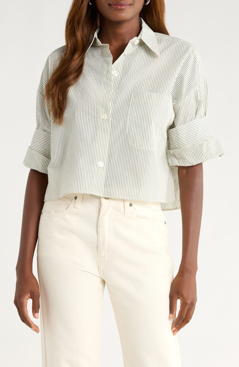 TWP Next Ex Stripe Shirt, Main, color, Ivory/ Forest
